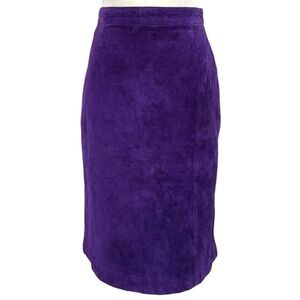 Rock Creek Suede Leather Boho Western Purple Skirt Size 12 Vintage